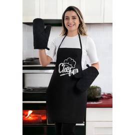 OceanSSH Thermo Heat-Resistant Oven Mitts/Gloves (Set of 2) - Superior Protection, Stylish Design | 482°F Heat Resistance, Non-Flammable Fabric-Versatile, Easy to Clean | (Black), OSSH-PV-GT-MITT-1