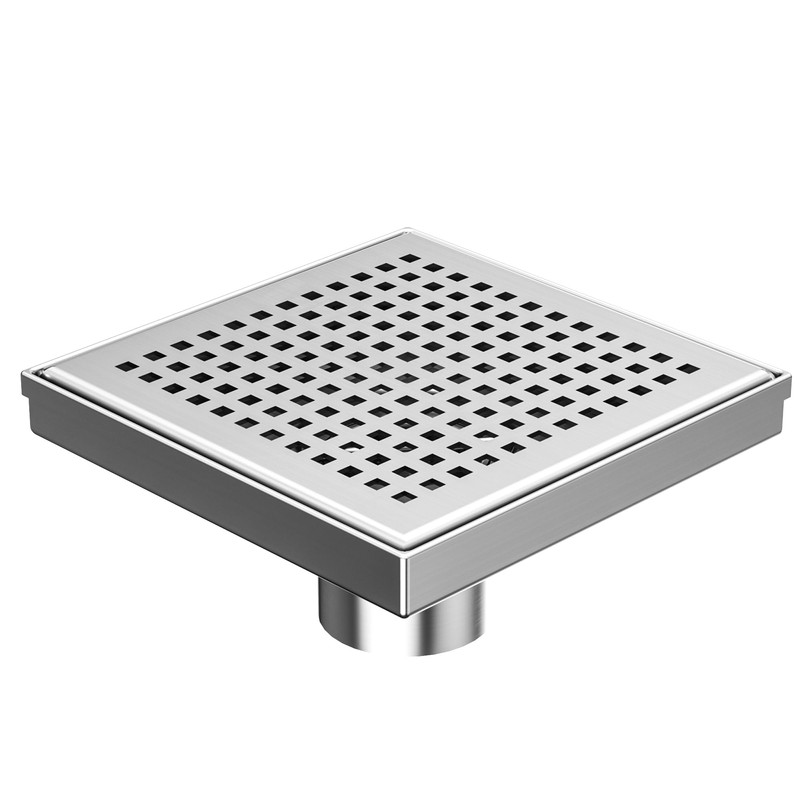 Neodrain 6-Inch Square Shower Drain with Removable Quadrato Pattern Grate,