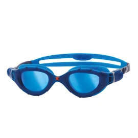 Zoggs Predator Flex Titanium Goggles, UV Protection Swim Goggles, Quick Adjust Swim Goggle Straps, Fog Free Adult Swim Goggle Lenses, Adults 3D Flex Ultra Fit, Blue/Blue/Mirrored Blue - Regular Fit