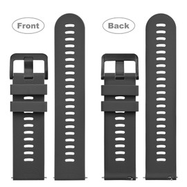 WOCCI 22mm Arched Stripes Silicone Watch Band, Quick Release Strap, Black Buckle (Dark Gray)