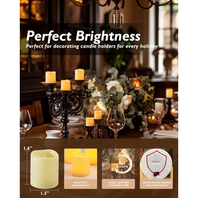 Homemory 12 Pcs Flameless LED Votive Candles Battery Flickering Tea