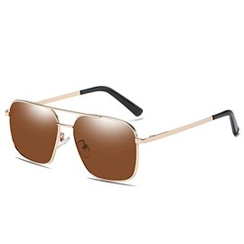 55 mm Square Polarized Sunglasses for Men (Gold, Brown)