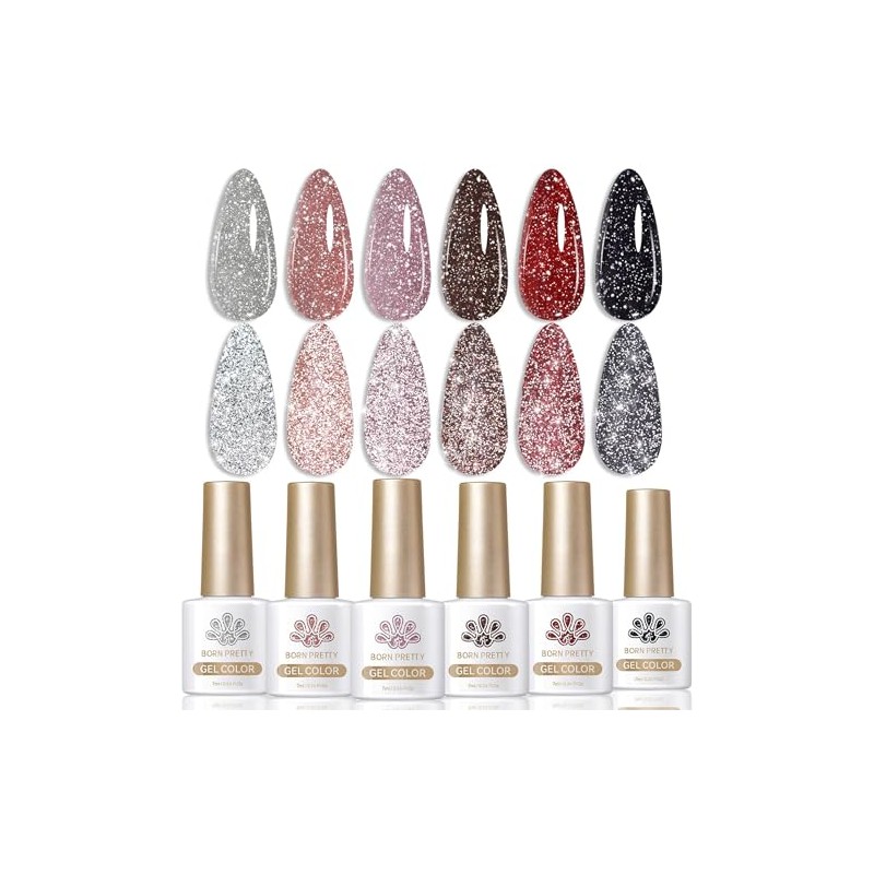 Born Pretty- BORN PRETTY Esmalte en gel con purpurina reflectante,