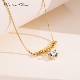 Milan Chiva 14K Gold Chunky Choker Plated Necklace for women, Dainty Trendy Non Tarnish Pendant Charm Necklaces Fashion Jewelry for Women Diamond ABU-MNS-1055GD