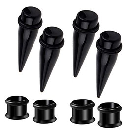 HEKEUOR 4 Piece 316l Steel Tapers and Tunnels Ear Stretching Kit Gauges Gauging Plugs Choose 1g 7/16 1/2 9/16 00g-14g (7/16"(11mm)+1/2"(12mm) [Black])