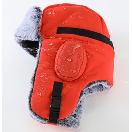 Connectyle Faux Fur Trapper Hat for Men Warm Winter Snow Ski Hat with Ear Flaps Hunting Hat Orange