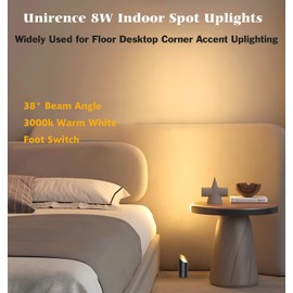 Unirence 4Pack Up Lights Indoor Floor Can Light Uplighting Indoor Spotlights with 2700K GU10 Bulb Accent Spot Lights for Home Tree Picture Living Room with 5.9 FT Plug Cord and Foot Switch