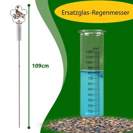 ARTECSIS Replacement glass for rain gauge, garden stake, flower, bird etc. scale up to 12 cm/5 inches