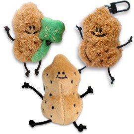juju Pati Mini Peanut Plush Bag Charm, Pack of 3 Adorable Keychains for Bag Key and Accessories, Fun Gift Idea x Fickle Plan