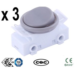 Sucre Auxiliary® 3 Packs of 2A 250VAC On-Off Round Rocker Button Switches for Car Boat Dashboard UK Seller (Grey)