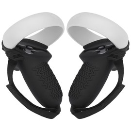 Touch Controller Grip Cover for Oculus Quest 2, Anti-Throw Protective Handle Sleeve Oculus Quest 2 Accessories with Adjustable Wrist Knuckle Strap for Meta Quest 2 Headset (Black)