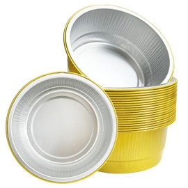 AIDUZETY 5.12-Inch Disposable Round Aluminum Foil Pans, 450ml, 20-Pack – Microwave, Oven, Freezer Safe, Ideal for Baking, Meal Prep, and Takeout