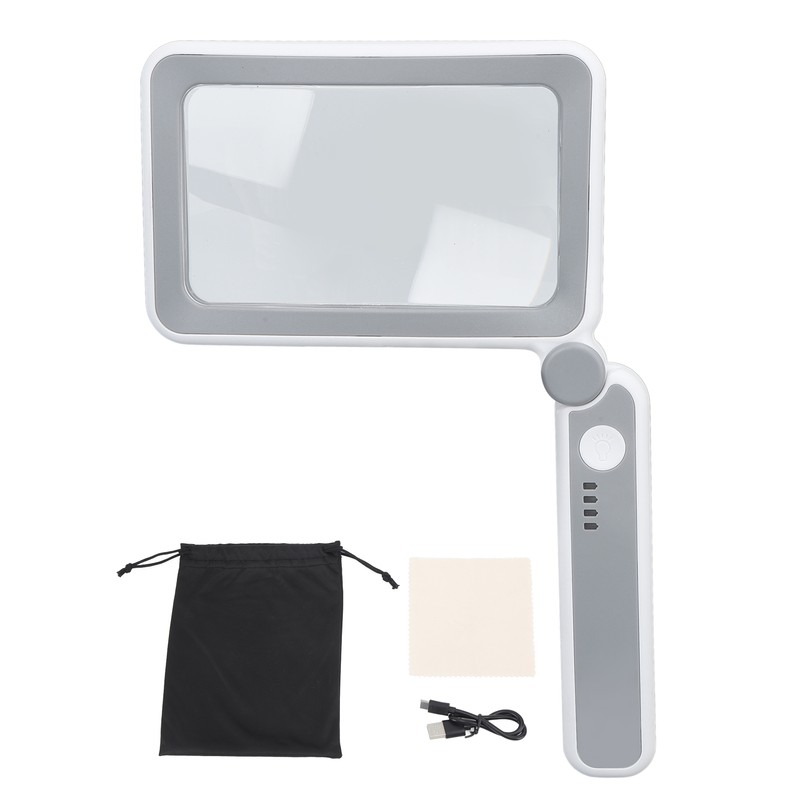 Rectangular Magnifying Glass 4X 3 LED Modes Touch Control Ergonomic