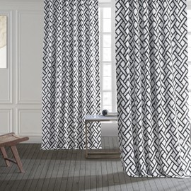 HPD Half Price Drapes Modern Geometric Printed Curtains 96 Inches Long Luxury Cotton Curtains (1 Panel) Room Darkening Curtains for Bedroom & Living Room, 50W x 96L, Crosshatch White & Black