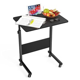 SogesPower 23.6 inches Mobile Laptop Desk with Slot Adjustable Side Table Computer Stand for Bed Sofa, Black, JZS-053-60BK