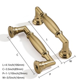 ZAUYX 2 Pack 3-1/2 Inch Hole Center Champagne Bronze Cabinet pulls Solid Heavy Duty Cabinet Pull Cabinet Handles Kitchen Cabinet Hardware Vanity Handles Bathroom Cabinet pulls