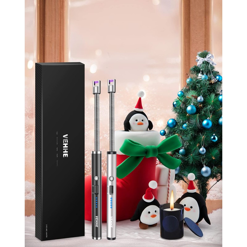VEHHE Candle Lighter, 2 Pack Rechargeable Electric Lighter with LED