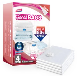 TAILI 4 Pack Vacuum Storage Bags for Comforter and Blankets, XXL Jumbo Vacuum Seal Bags for Bedding (47x39 Inch), Huge Space for Toy, Bedding, Pillows, Save More Closet Space