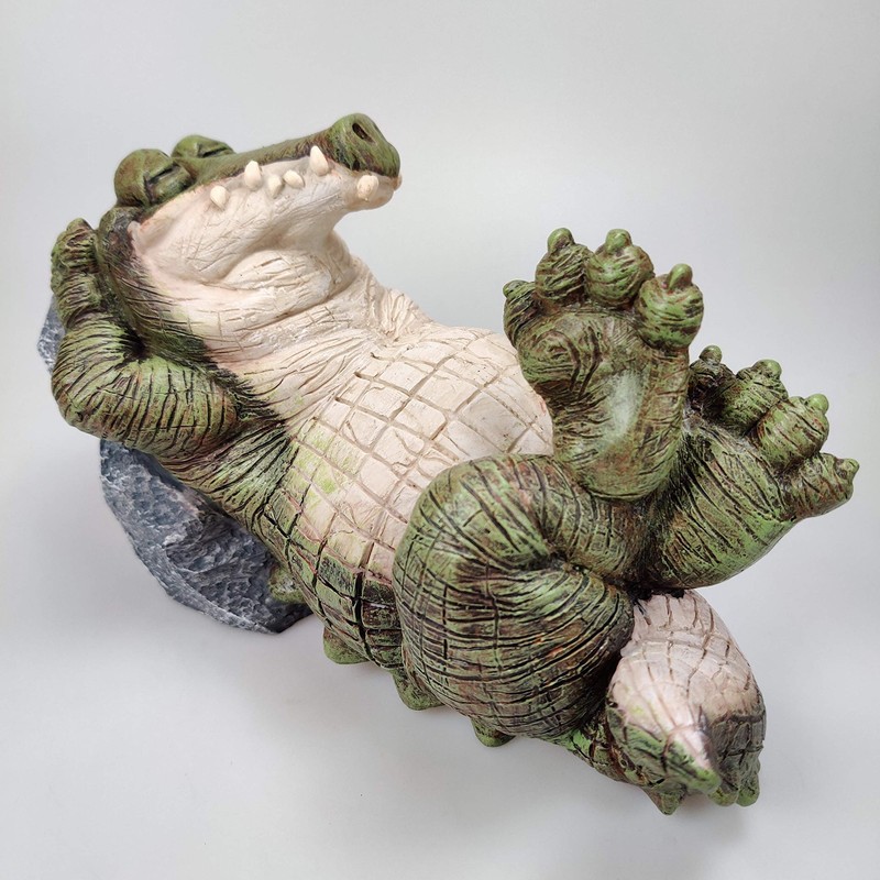Whimsical Lazy Alligator Garden Statue – Funny Crocodile Yard Decor,