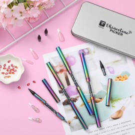 Tatuo 4 Pack Rhinestone Picker Tool Wax Pencil for Rhinestones Dual-ended Jewel Gem Crystals Picker Dotting Tool Rhinestone Applicator DIY Nail Art Crafts Nail Accessories(Electroplating Color)