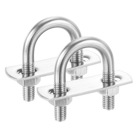 PATIKIL Round U-Bolts, 2 Pcs 0.87"(22mm) Inner Width 49mm Length M8 with Nut Plate Washer 304 Stainless Steel Round Bend U-Bolts for Boat Trailer Axle Sailboat