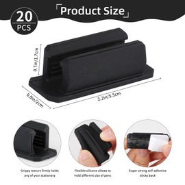ARPOVIST 20 Pcs Adhesive Pencil Holders for Desk,Silicone Pen & Marker Clips for Clipboard Attachment, Classroom and Office Desk Accessories, Teacher & Student Supplies