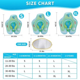 Baby Inflatable Duck Swimming Ring Circle Seat Pool Float Summer Kids Water Raft Floating Funny Toy Inflatable Baby Swimming Float (Green with Seat, L (6-30M))
