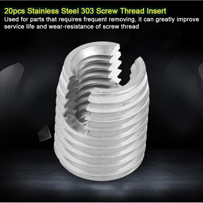 SUS303 Stainless Steel Threaded Inserts, Self-Tapping Slot Thread Insert Nuts