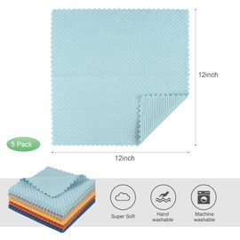 SINLAND Microfiber Dish Cloth for Washing Dishes Rags Best Kitchen Washcloth Cleaning Cloths with Poly Scour Side Popcorn Texture 5 Color Assorted 12Inchx12Inch 5 Pack