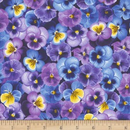Timeless Treasures Pansy Paradise Packed Pansies Purple, Fabric by the Yard