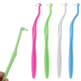 4 PCS Orthodontic Toothbrushes, Ultra Soft Gum Brushes for Braces, Implants, Retainers, and Detailed Teeth Cleaning Oral Care(White, Green, Pink, Blue)