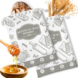 2-Pack Beeswax Bread Bags for Homemade Bread, Grey Reusable Sourdough Storage Bags with Premium Beeswax Coating for Loafs Baguette Fresh Keeping,Great Homesteading Essentials and Baking Gifts.