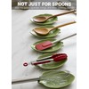 Green Leaf Spoon Rest, Ceramic Utensil Holder for Stove Top