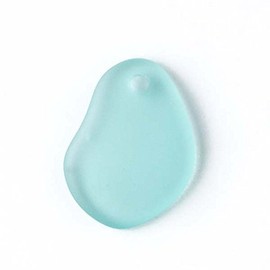 Cherry Blossom Beads Matte Sea Foam Blue Cultured Sea Glass 18x26mm Rounded Free Form Top Drilled Pendants - 7 Assorted Pendants per Bag