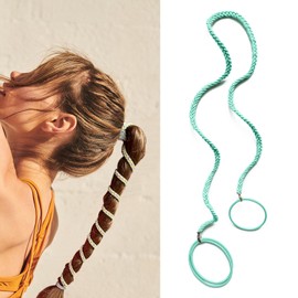 Rip Tie Hair Ties for Women, 25" Elastic No Tangle Spiral Hair Ties Damage-Free Ponytail Holders Wrap for Thick Long Hair Motorcycle Hair Accessories for Sports- Bike Riding Swim Skiing- Green