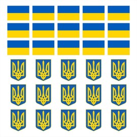 Womaha 30 Temporary Ukraine Flag Tattoos Fans Face Tattoo Stickers for Adults Kids Group Activity Props