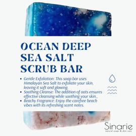 Sinarie Ocean Deep Exfoliating Soap Bar with Himalayan Sea Salt & Orchid | Soothing Oats & Cleansing Salts Soaps & Skin Care | Body Wash | Face Cleansing Bar | Hand Cleansing Bar (1)