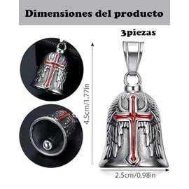 Campana Biker, 3 Campanas de Protección para Motocicleta en Negro, Azul y Rojo, Llavero para Moto de Aleación de Zinc, Ideal para Regalos de Buena Suerte y Seguridad en Carretera