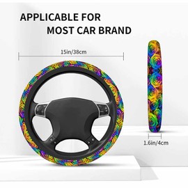 NOMEDOGYIm Rainbow Roses Steering Wheel Cover Fresh Beautiful and Bright Steering Wheel Cover for Women Men Anti-Slip Breathable Steering Wheel Protector Car Accessories