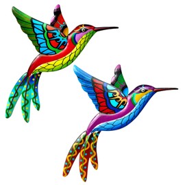 Pack of 2 Hummingbird Metal Hummingbird Decorative Wall Decoration 3D Hummingbird Hummingbird for Hanging Birds Wall Decoration Wall Decoration Sculpture Wall Decoration Outdoor Garden Metal Wall Art