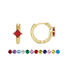 Gold Earrings for Women Trendy June Birthstone Huggie Hoop ruby Earrings 14k Gold Plated with Cubic Zirconia Dainty Small Earring for Birthday Gifts Gold Jewelry