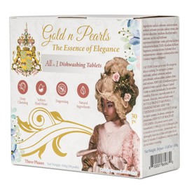 Gold n Pearls 3-Layer Dishwashing Tablets, 30 Count - Powerful Stain Removal, Deep Cleaning, Easy to Use, Long-Lasting Freshness for Dishes