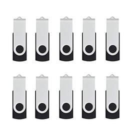Wholesale 10 Pack 1MB-32GB Bulk Pack USB Flash Drives Swivel Thumb Drive Memory Stick, Black (1GB)
