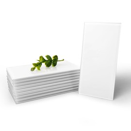Art3d 4 Sq Ft Glass Backsplash Tiles, 32-Piece Glass Peel and Stick for Kitchen or Bathroom, 3" x 6" Subway White Backsplash Tiles