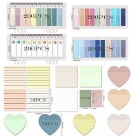 BAYTORY 1600 Sheets Waterproof Sticky Notes, Transparent Sticky Notes, 7.6 x 7.6 cm, Register Tabs, Writeable, Translucent Stickers for Notebooks (Multicoloured Love)