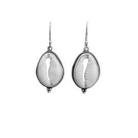 81stgeneration Women's 925 Sterling Silver Natural Cowrie Shell Bali Rope Boho Style Earrings