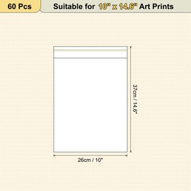 sourcing map 14.6"x 10.2" Acid-Free Picture Sleeve, 60 Pack Crystal Clear Photo Sleeves Storage Bags Transparent Sealing Bag for 10.2"x 13" Art Prints, Pictures, Photos, Frame Mats Mattes