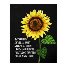 May You Grow So Tall - Sunflower Inspirational Quotes Wall Art, Motivational Modern Floral Wall Decor Print For Living Room Decor Aesthetic, Home Decor, Office Decor, or Bedroom Decor, Unframed - 8x10