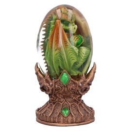 Nemesis Now Elemental Dragonlings - Earth Green Dragon Glass Egg Figurine, Resin, Green, Cast in the Finest Resin, Expertly Hand-Painted