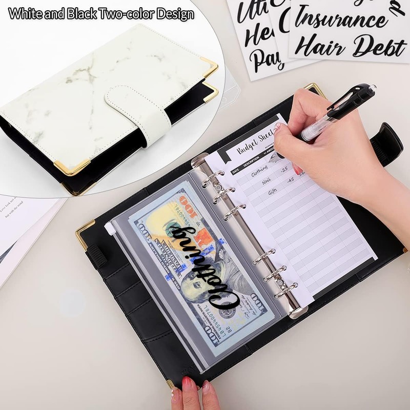 SKYDUE Budget Binder, Money Saving Binder with Zipper Envelopes, Cash